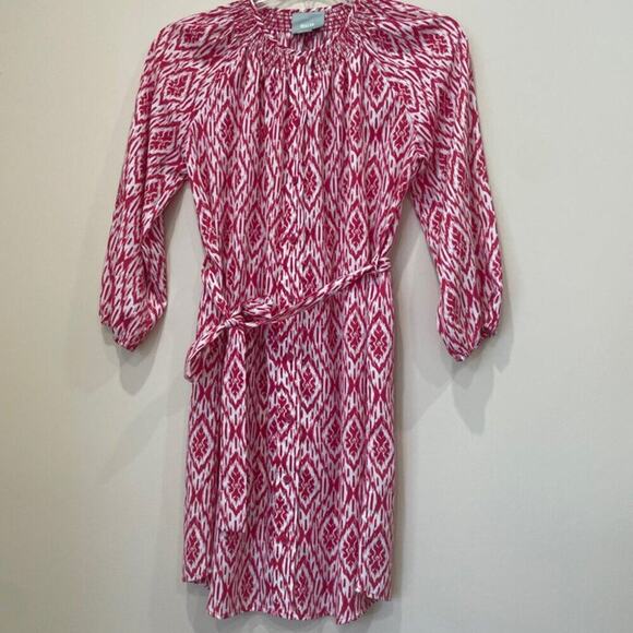 ANTHROPOLOGIE MAEVE MINI DRESS HOT PINK WHITE SZ M STRAP BELT SOPHISTICATED - Picture 3 of 16